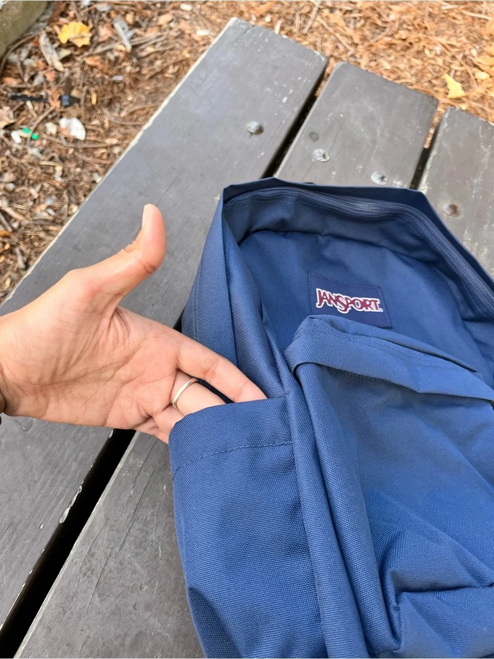 Jansport Navy Blue Classic Backpack with Front Pocket